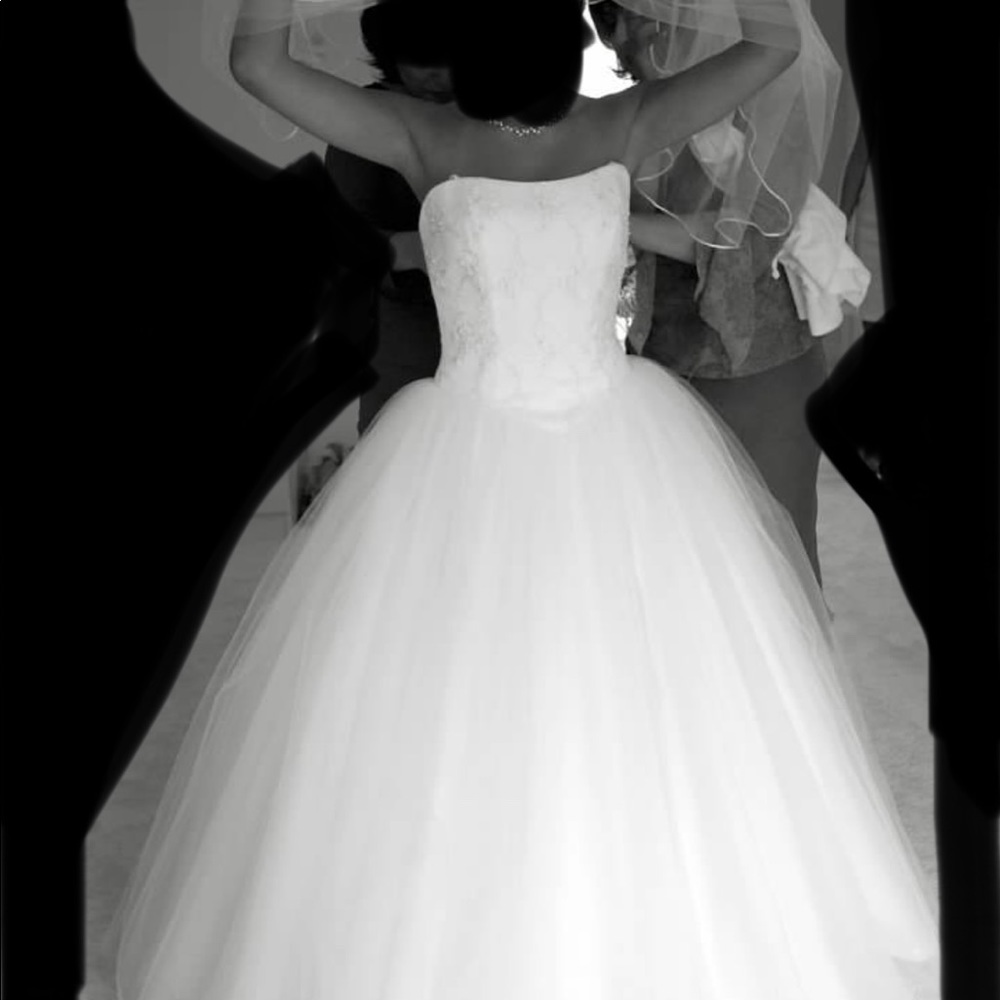 Paloma Blanca tulle strapless gown. Professionally preserved in great condition